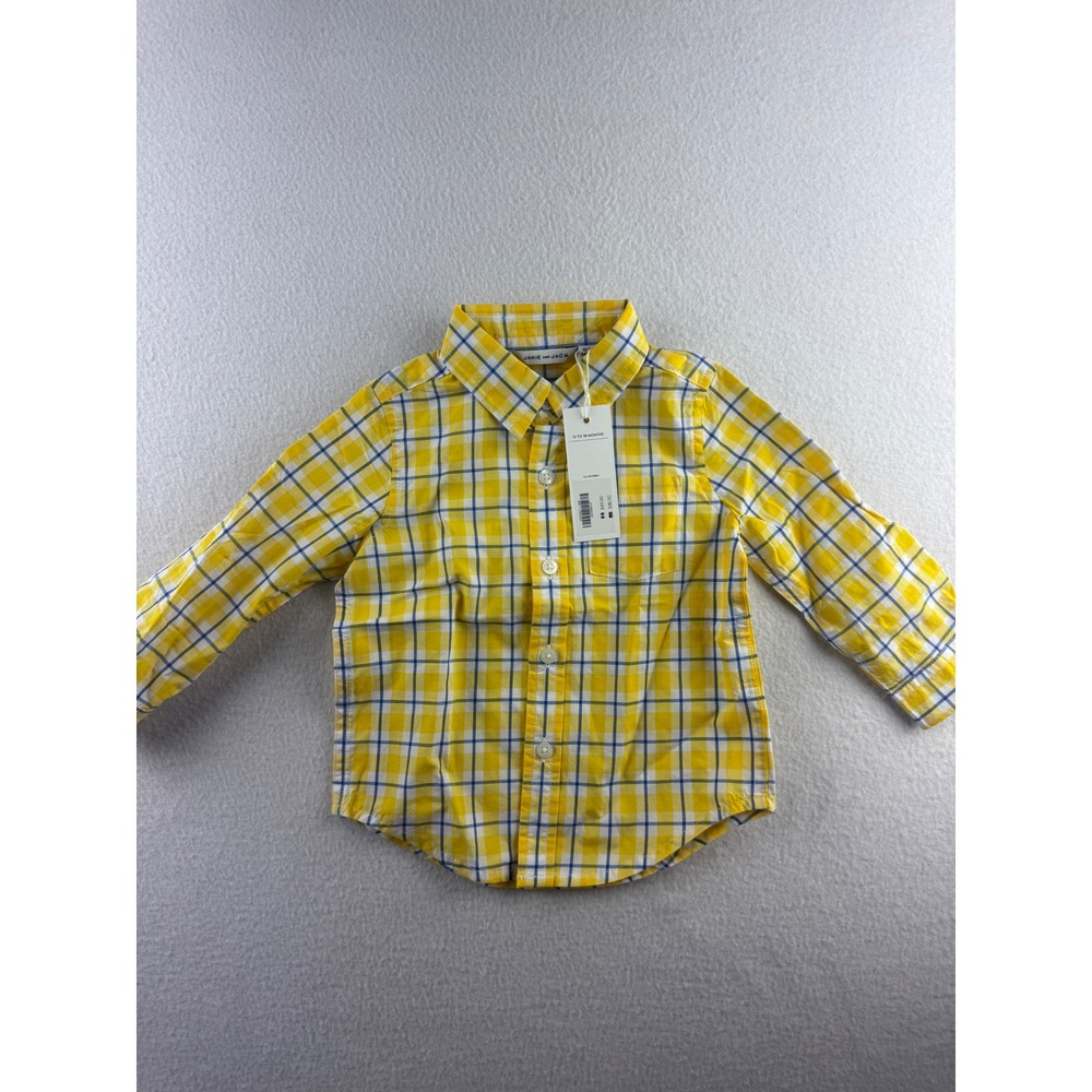 Janie and Jack Yellow Plaid Button-Down Shirt